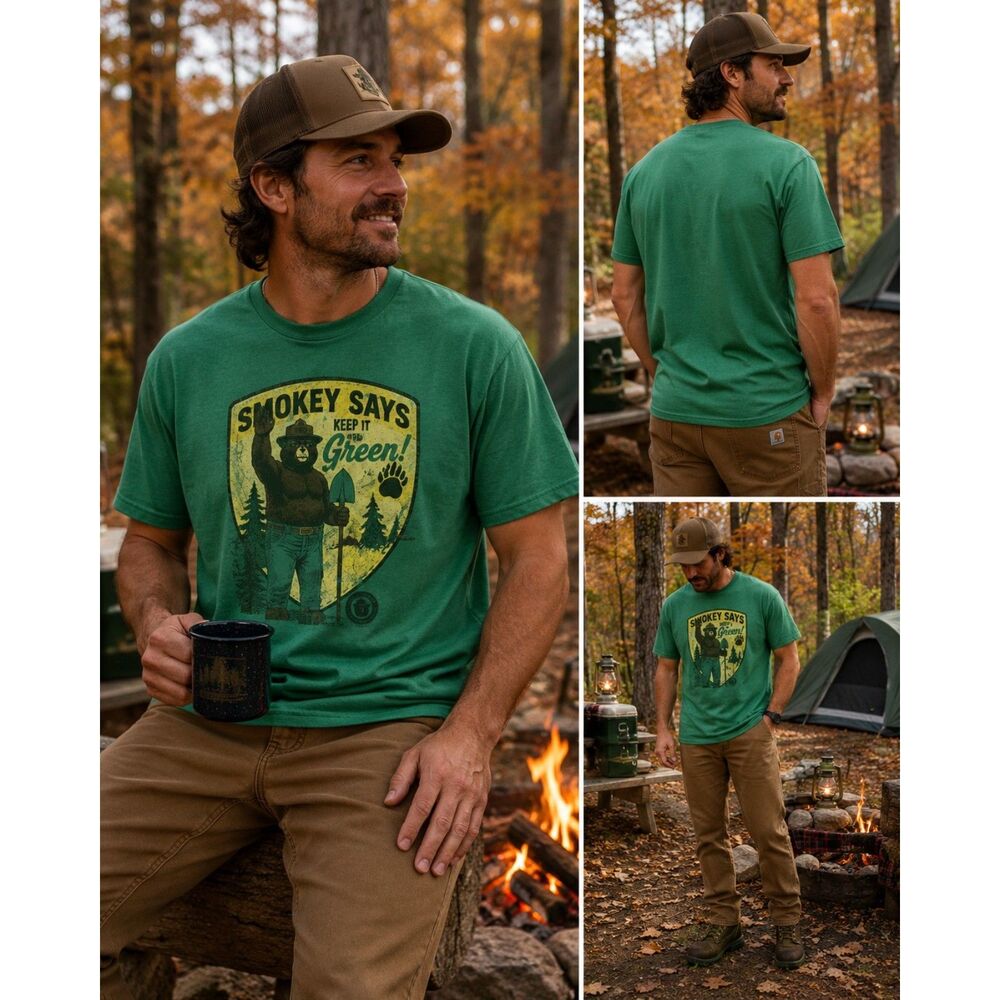 Smokey Bear Keep It Green Graphic T-Shirt Green Adult 2XL